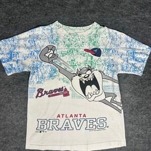 Vintage Atlanta Brave x Taz All overprint 1993 T-Shirt Boys Bigger Men's Small